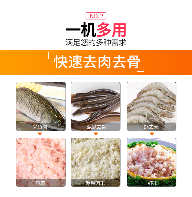 魚肉采肉機生產廠家全自動去魚刺魚皮魚骨的加工魚丸機(圖3)