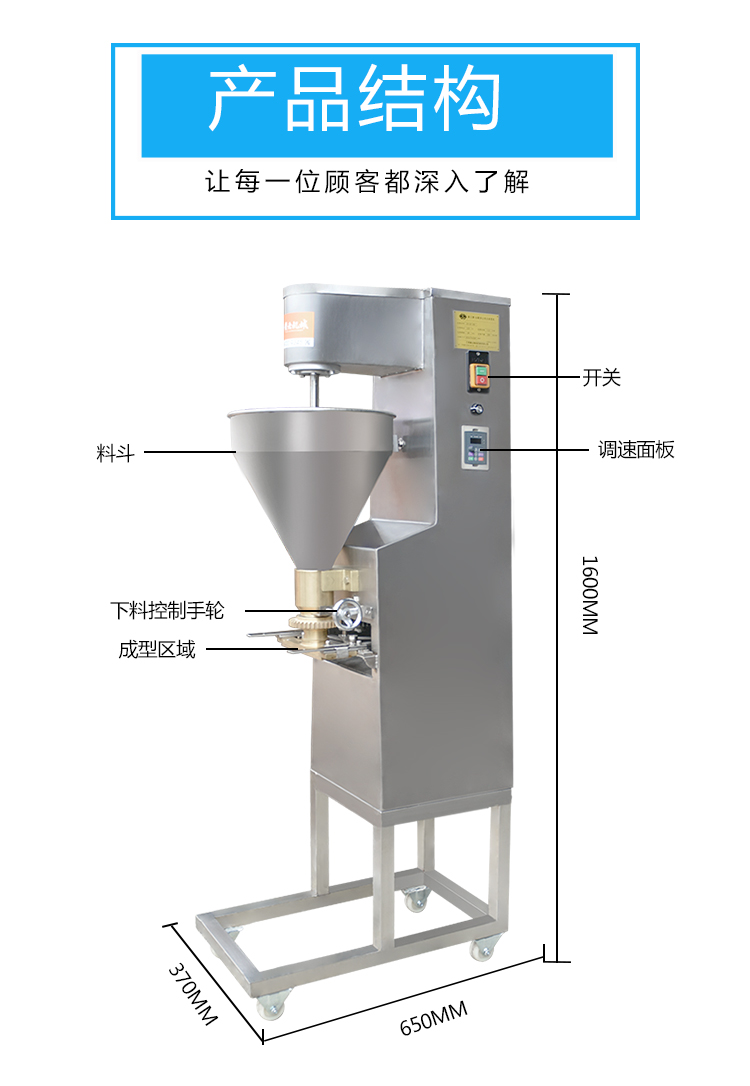 調速成型肉丸機擠出丸子成型機自動成型魚丸機豬肉丸牛肉丸加工機(圖2)