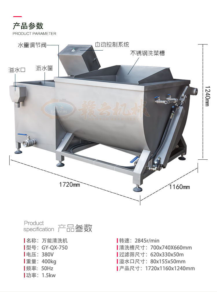 商用全自動果蔬清洗機食堂洗菜機器多少錢一臺(圖7)